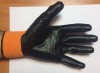 Перчатки нейлоновые со вспененным латексом (оранжевая с черным) - ООО "СИЗ" 
