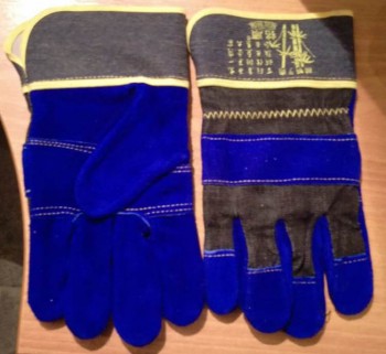 Перчатки спилковые комбинированные с усиленным наладонником синие - ООО "СИЗ" 