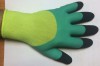 Перчатка нейлоновая с двойным вспененным латексом (желтая с зеленым) черные пальчики - ООО "СИЗ" 