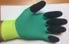 Перчатка нейлоновая с двойным вспененным латексом (желтая с зеленым) черные пальчики - ООО "СИЗ" 