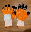 Перчатки нейлоновые с двойным вспененным латексом (белая с оранжевым) черные пальчики - ООО "СИЗ" 
