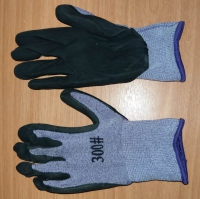 Перчатки нейлоновые со вспененным латексом (черная с фиолетовым) - ООО "СИЗ" 