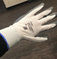 Перчатки нейлоновые с нитриловым обливом РИТМ (белый с серым) - ООО "СИЗ" 