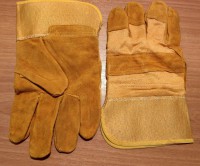Перчатки спилковые комбинированные коричневые на байке - ООО "СИЗ" 