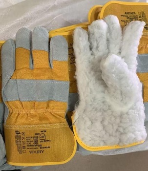 Перчатки спилковые комбинированные на искусственном меху АНГАРА (серые) - ООО "СИЗ-ЕКБ" 